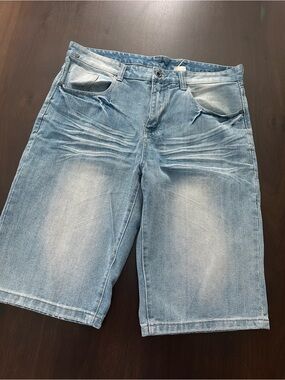 VTG Y2K Sean John Men’s Baggy Fit Light Wash Denim Jorts Hip Hop Jorts Size 36”
